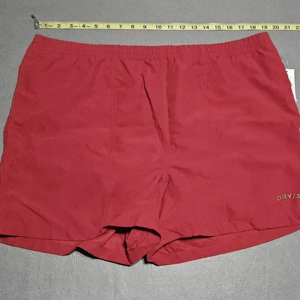 Orvis Swim Shorts Men's XL Mesh Lined Drawstring Red Board‎ Trunks NEW